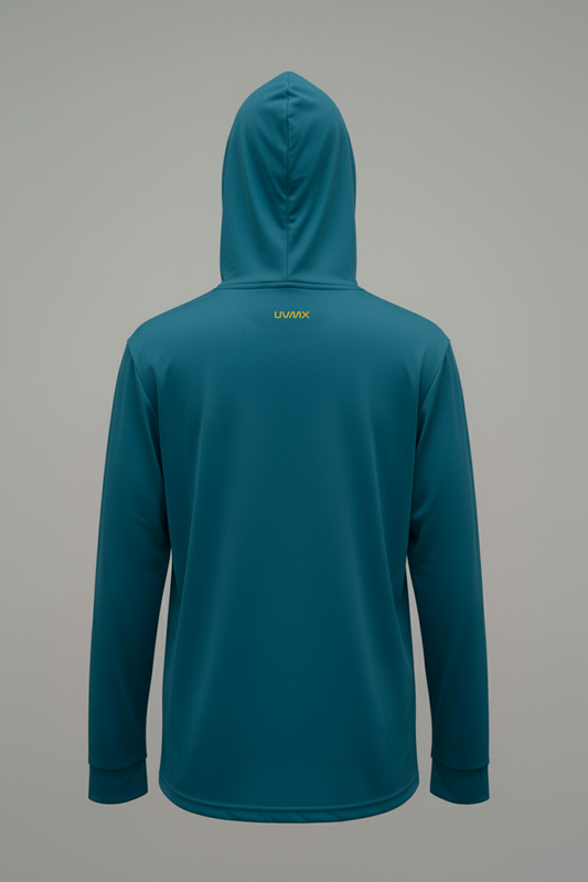 Playera Manga Larga con Capucha Azul