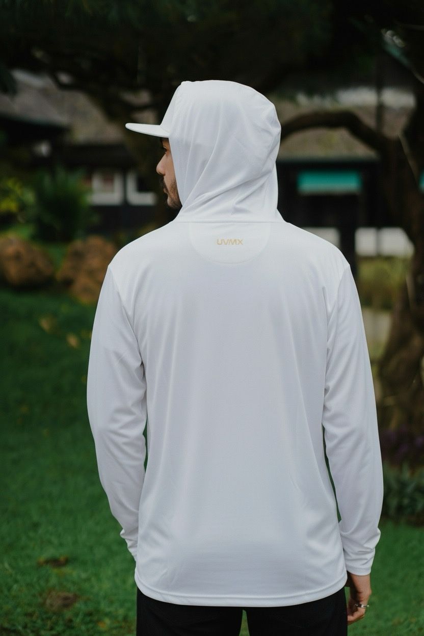 Playera Manga Larga con Capucha Blanca