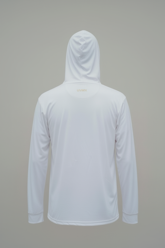Playera Manga Larga con Capucha Blanca