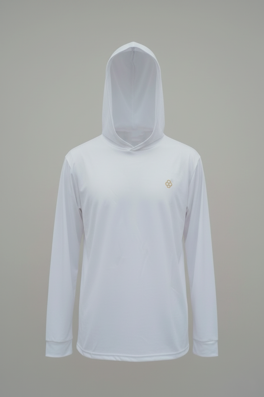 Playera Manga Larga con Capucha Blanca