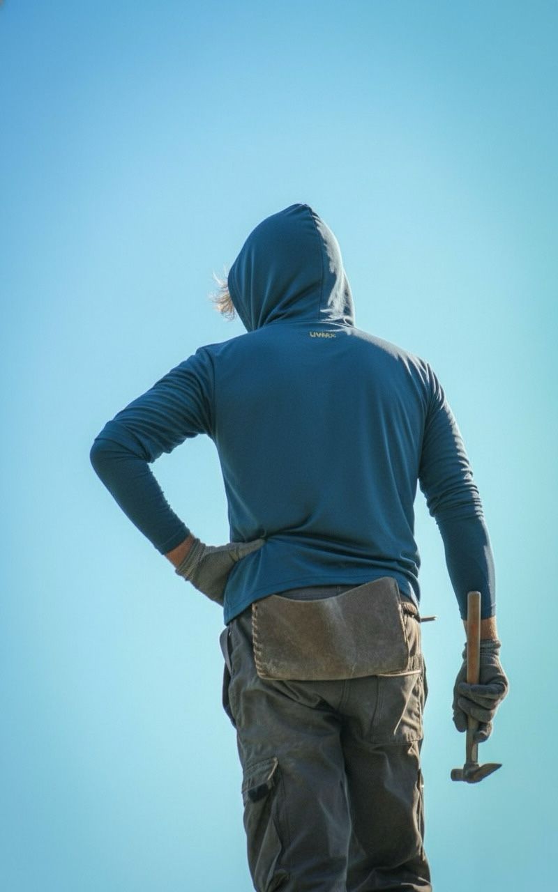 Playera Manga Larga con Capucha Azul