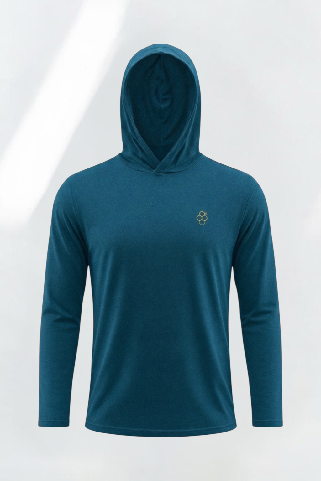 Playera Manga Larga con Capucha Azul