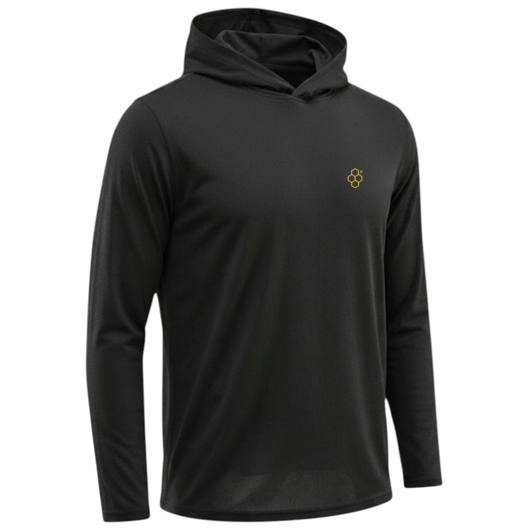 Black Long Sleeve Hooded T-Shirt